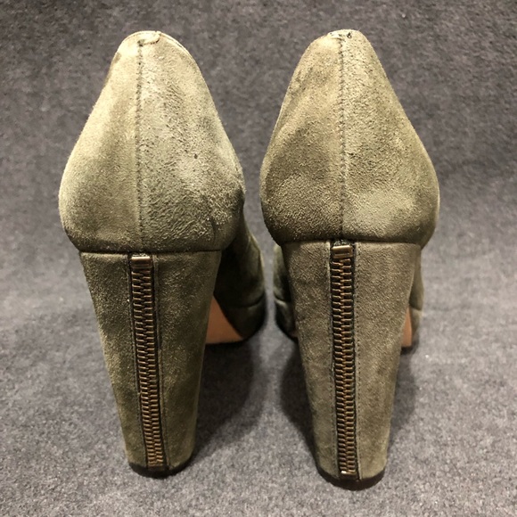 Cole Haan Women's Stephanie Zipper Platform Olive Green Suede Pumps Size 6B - Picture 10 of 11